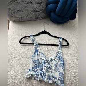 Urban outfitters white and blue floral tank top
